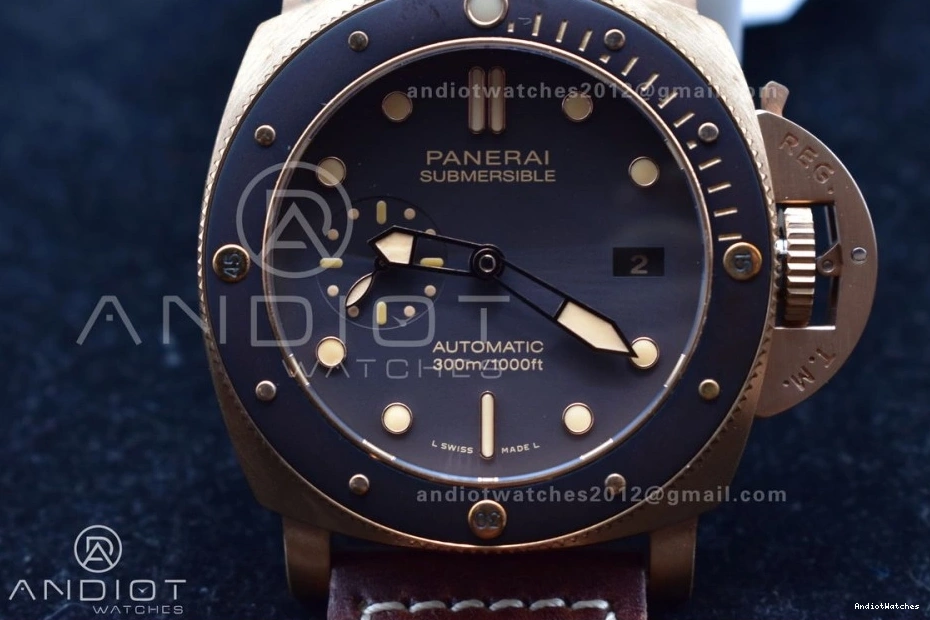 on Calfskin Edition Clone Brown PAM968 SunProtective Best Strap 1:1 Bronzo Brown VSF Dial Bezel and Ceramic 995 P.9010 V 0219